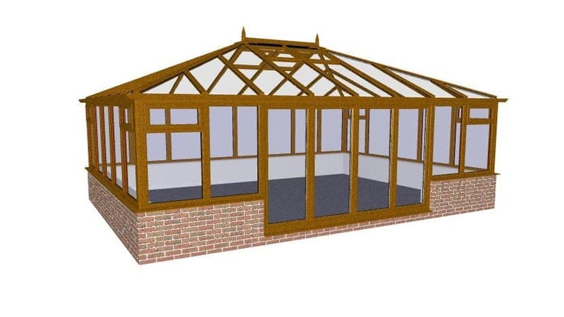 prefab walled glazed hipped edwardian oak swim pool enclosure